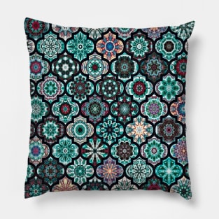 Moroccan pattern, teal tile Pillow