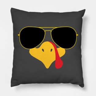 Cool Turkey Face With Sunglasses Funny Thanksgiving for Men Pillow