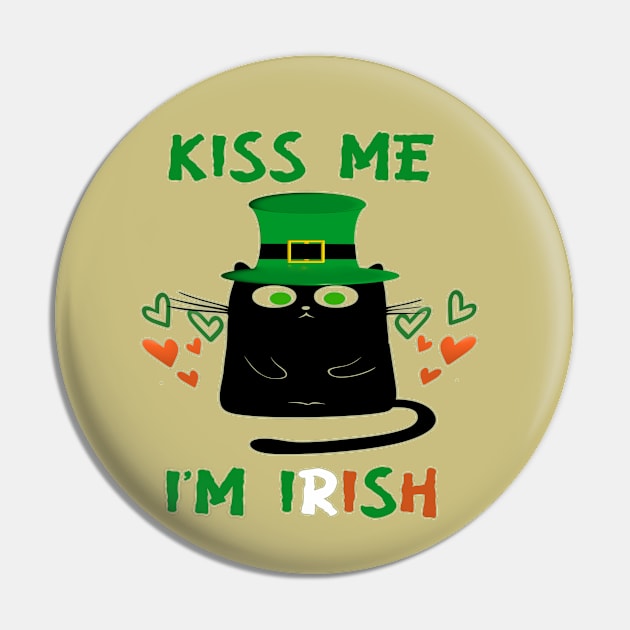 Kiss Me, I'm Irish - Cute Cat Pin by musicanytime