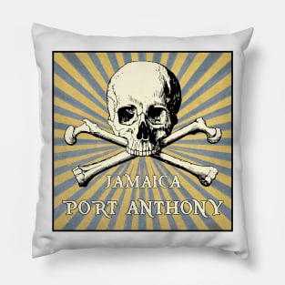 Ports of the Caribbean Pirates - Port Anthony, Jamaica (Blue) Pillow