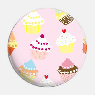 Cupcake pattern with pink background Pin