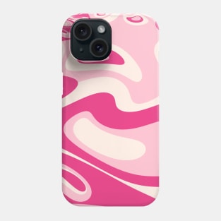 Go With the Flow - 60's Groovy Shapes in Raspberry, Pink and Cream Phone Case