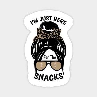 I'm Just Here For The Snacks Black Women Football Magnet