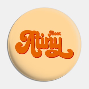 Ateez Atiny swirl orange typography Pin