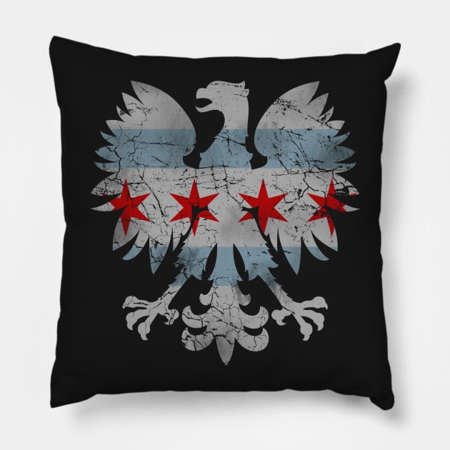 Polish Eagle Chicago Flag Pillow by E