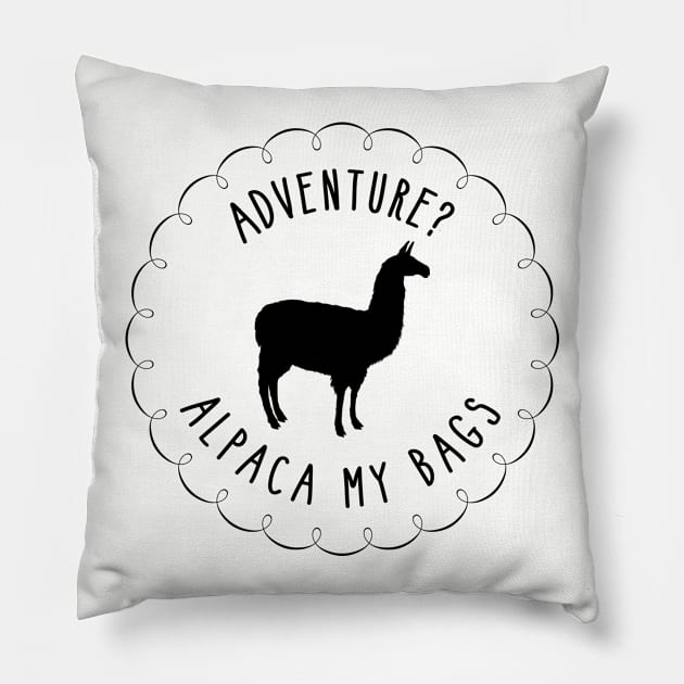 Alpaca My Bags - Black Pillow by travelintater