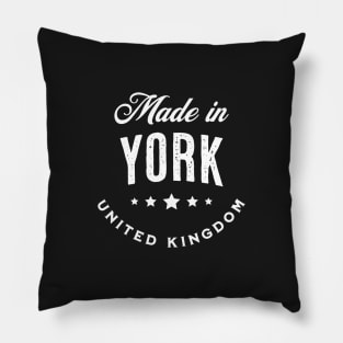 Made In York, UK - Vintage Logo Text Design Pillow