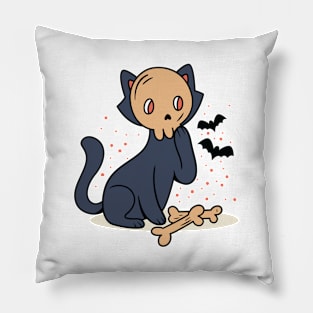 Spooky Black Cat Ghost Pillow