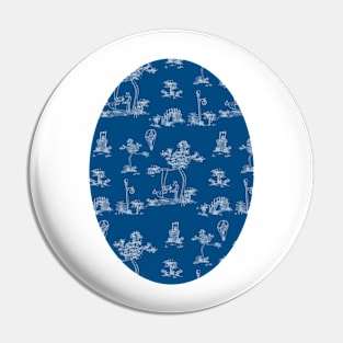 Toile Blue Unicorn Pin