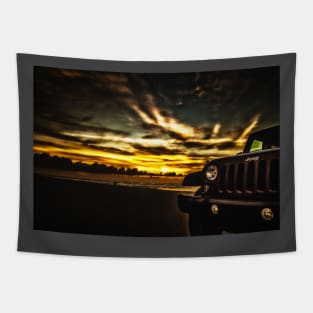 Jeep Parked on Amelia Island Beach Tapestry