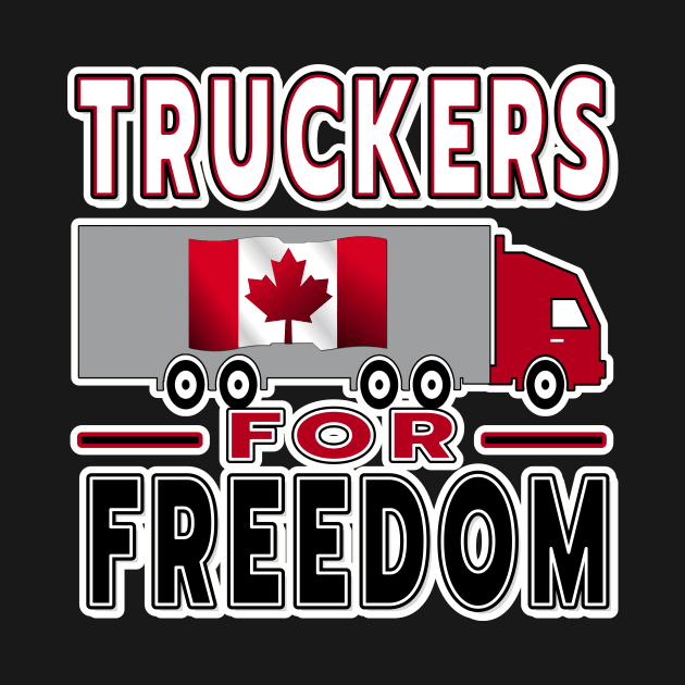 TRUCKERS FOR FREEDOM CONVOY TO OTTAWA CANADA JANUARY 29 2022 WHITE, RED, BLACK by KathyNoNoise