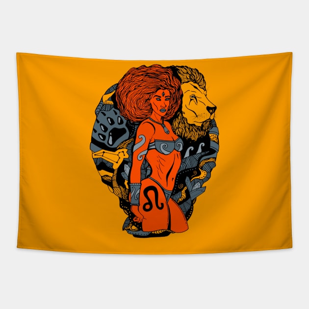 Orangrey Leo Beauty Tapestry by kenallouis