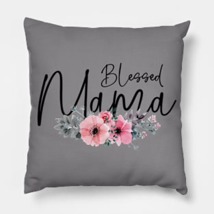 Funny Mom Shirts Women Blessed Mama T Shirt Mother's Day Present Tee Mom Life Shirt Casual Letter Print Short Sleeve Tops Pillow