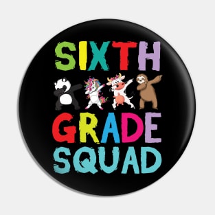 Animals Students Dabbing Back To School Sixth Grade Squad Pin