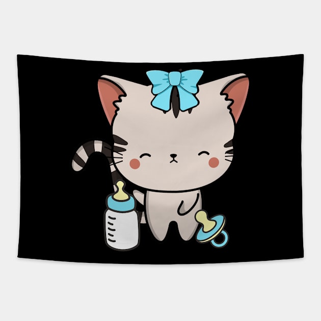 Cute Tabby Cat is a baby Tapestry by Pet Station