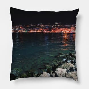 Beautiful photography of ocean waves and sunset sky landscape Aegean sea nature lovers Pillow