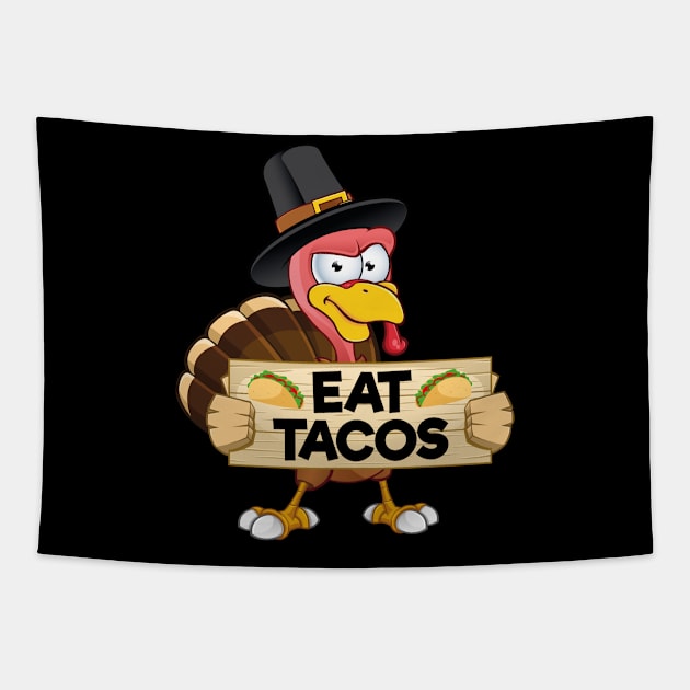 Turkey Eat Tacos Kids Adult Vegan Funny Thanksgiving Tapestry by trendingoriginals