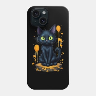 Spooky black cat in haloween Phone Case