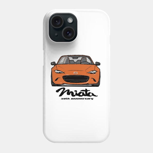 Miata MX5 30th Anniversary Orange Phone Case by Woreth