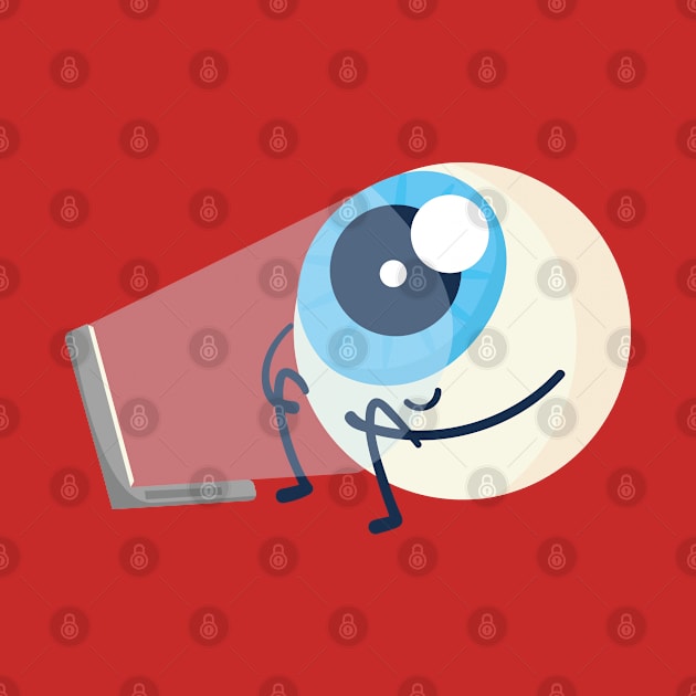 Cute eyeball character by gold package