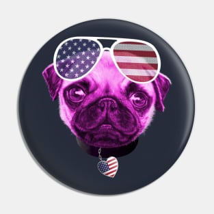 Pug Independence Day 4th July Party Pin