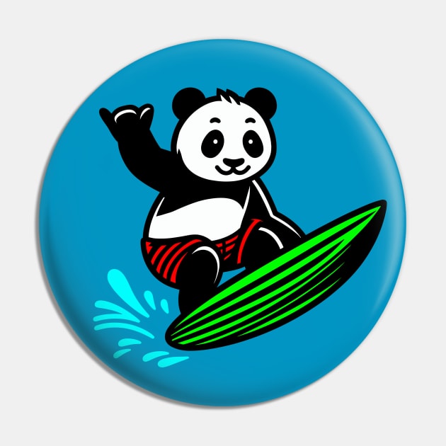 Surfing Panda Pin by KayBee Gift Shop