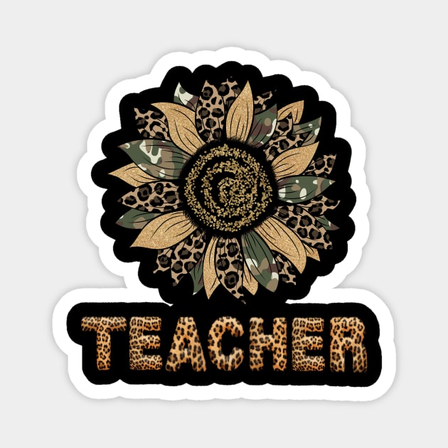 Cute Sunflower Leopard Teacher Tee Back To School Magnet by drag is art