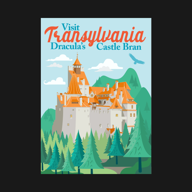 Travel Poster Transylvania, Bran castle, Dracula 1 by qpiii