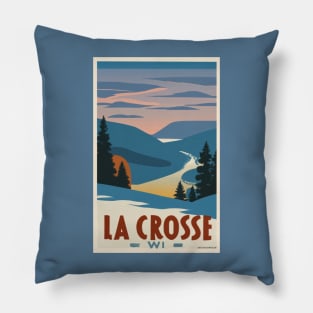 Wisconsin Vintage 1940’s Style Travel Poster-Winter Pillow