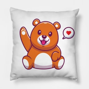 Cute Bear Waving Hand Cartoon Pillow