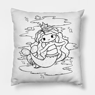 Cute Mermaid Illustration Pillow