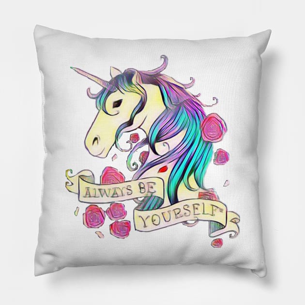 Unicorn encouragement Pillow by Cipher_Obscure