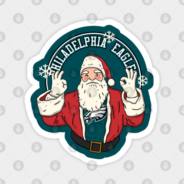 Santa Claus Loves Philadelphia Eagles Magnet by Luna Illustration