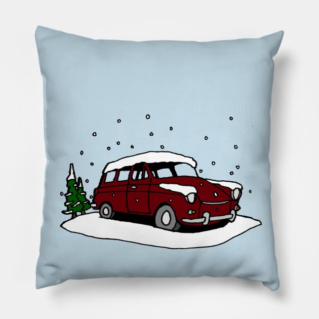 Snowy Square Pillow by William Gilliam