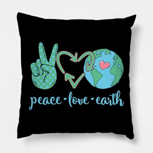 Peace Love Earth Funny Earth Day 2024 Pillow