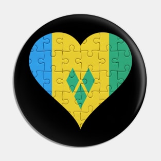 Saint Vincentian Jigsaw Puzzle Heart Design - Gift for Saint Vincentian With St Vincent And The Grenadines Roots Pin