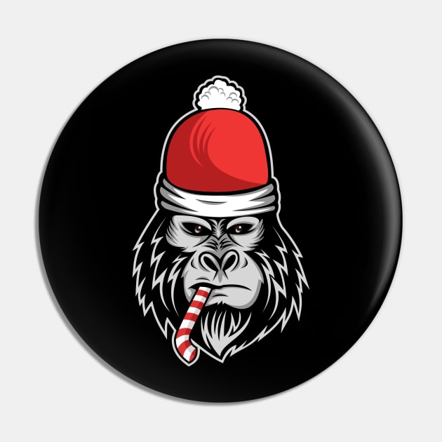 Christmas Gorilla Pin by be yourself. design