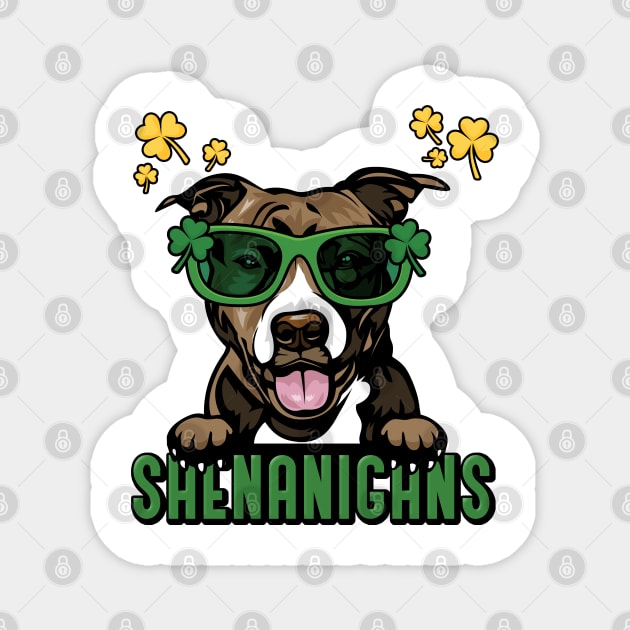 Shenanigans Cute Pitbull Dog Owner St Patricks Day Magnet by Way Down South