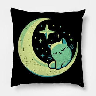 Moon Cat Cute Ethereal Cosmic Aesthetic Pillow