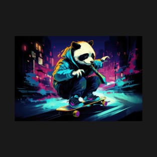 Neon Panda: Skateboard Streets T-Shirt