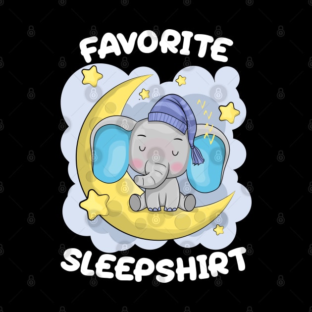 Cute Little Elephant Sleeping on the Moon Nap Favorite Sleep time Pajama by BadDesignCo