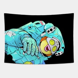 Dope Slluks astronaut guy floating in space illustration Tapestry