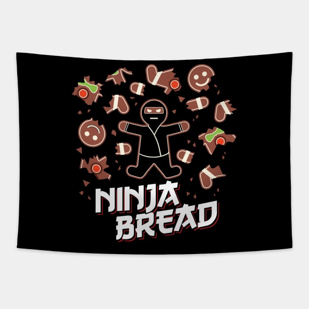 Ninja Bread Man Gingerbread Funny Christmas Tapestry by HolidayoftheWeek