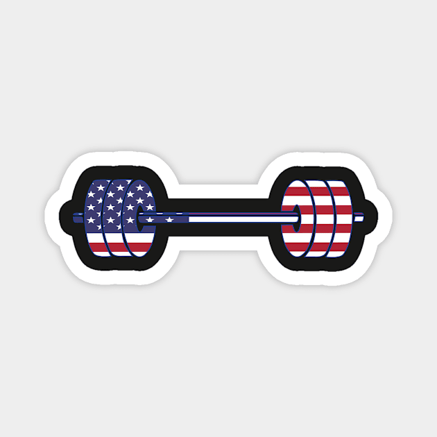 USA flag Barbell Powerlifting Weight Lifting form Magnet by SusanaDesigns