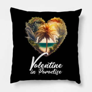 Tropical Valentine No.2: Valentine's Day in Paradise on a Dark Background Pillow