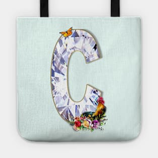 Name Initial Letter C and Rooster Tote