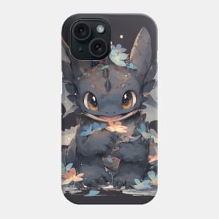 Black dragon love flowers! Phone Case