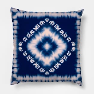 Blue and Pink Tie Dye Diamond Pattern Pillow