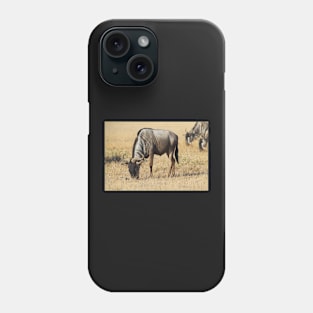 White Race Wildebeest Grazing Phone Case