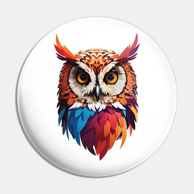 Colourful Owl with Woohoo word on her head Pin by ActivLife